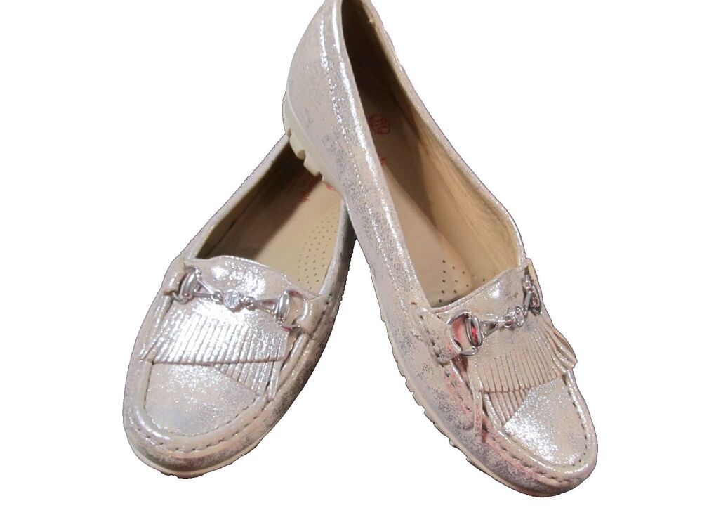 Marc Joseph New York Lexington Golf Loafers Gold Silver Washed Women’s 8.5